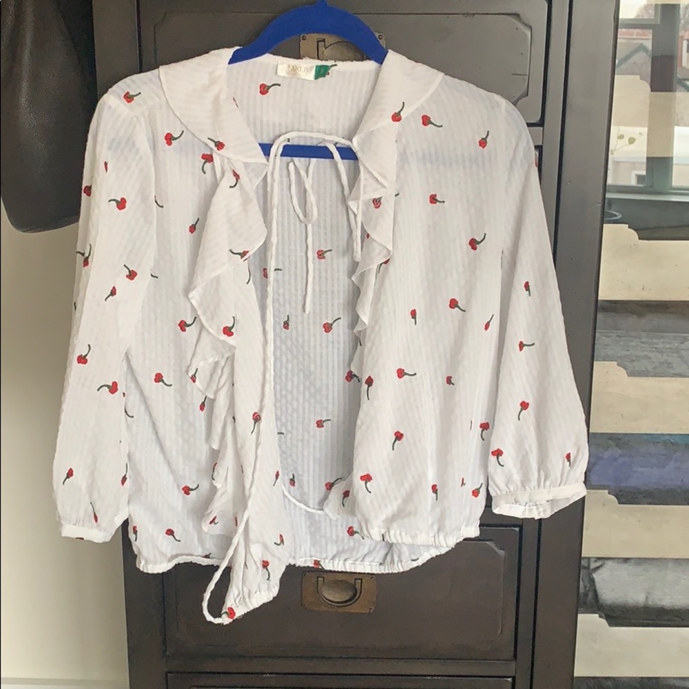 RIXO London - Bud embroidered tie blouse - S